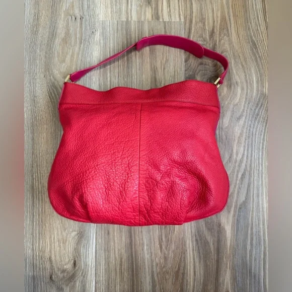TORY BURCH Stacked T Hobo Bag Red & Fuchsia EUC - Picture 3 of 8